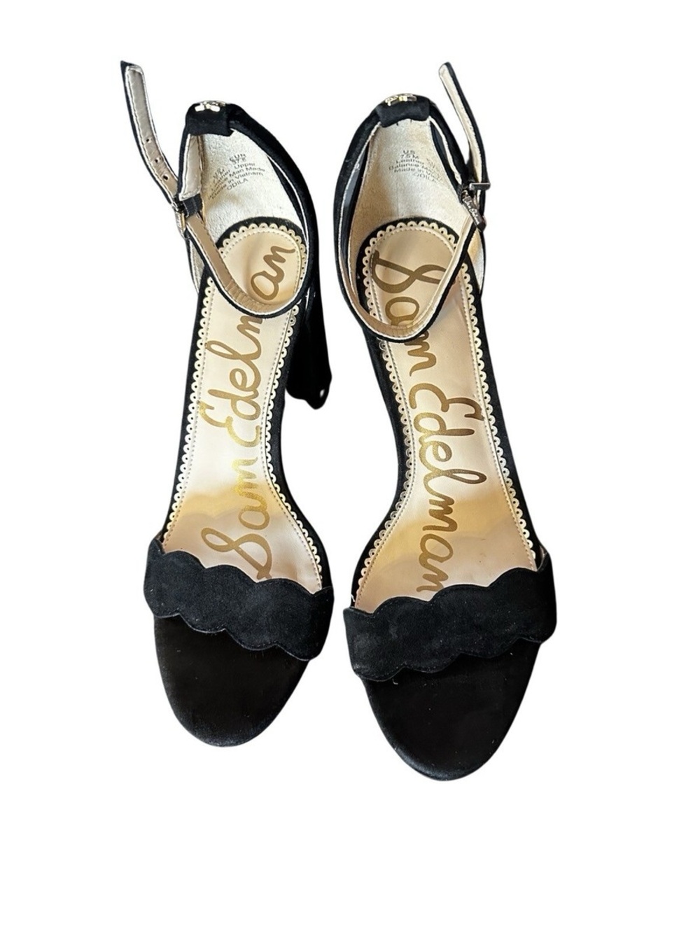 Sam Edelman Black Scalloped Wedding Guest Ankle-Strap Heels